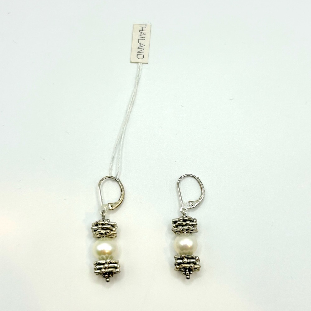 Sterling Silver 925 Freshwater Pearl Drop Earrings | Thai Artisan
